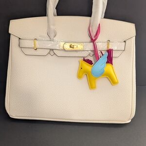 Cream and Gold Satchel with Luxurious Leather Finish